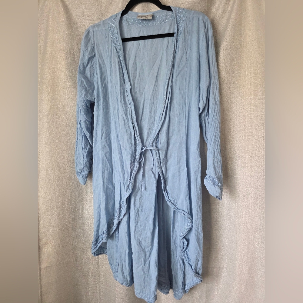 Light Blue Open Front Cardigan